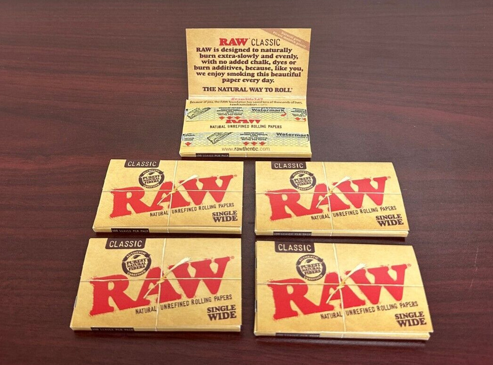 RAW Classic Single Wide~DOUBLE FEED~ 5 Packs~NEW