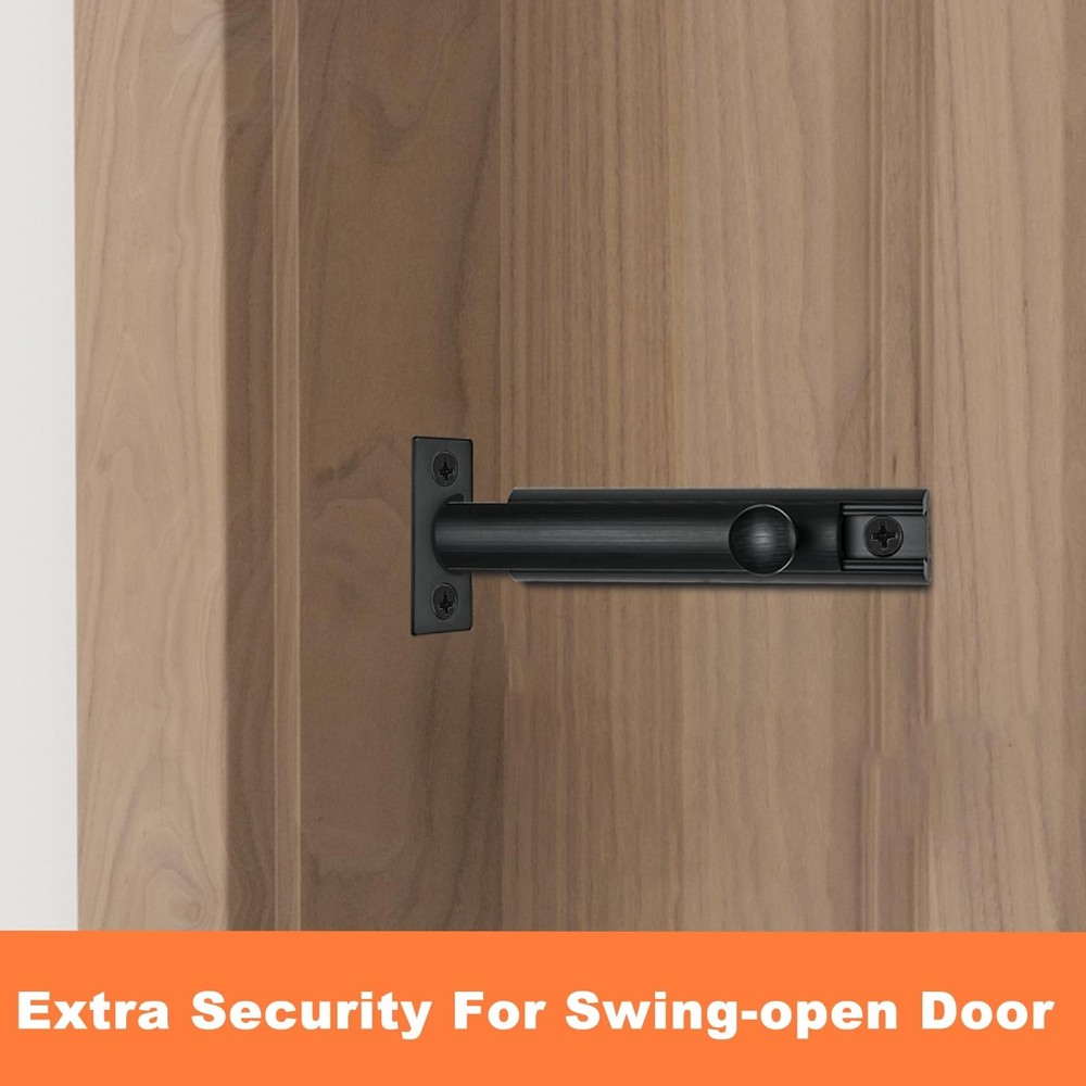 2 Pack Solid Brass Surface Bolt 3 Inch, Heavy Duty Concealed Slide Surface Do...