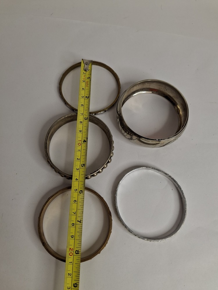 Vintage Metal Bracelets Lot Textured Boho Bangle Stack Mod Geo Westerncore
