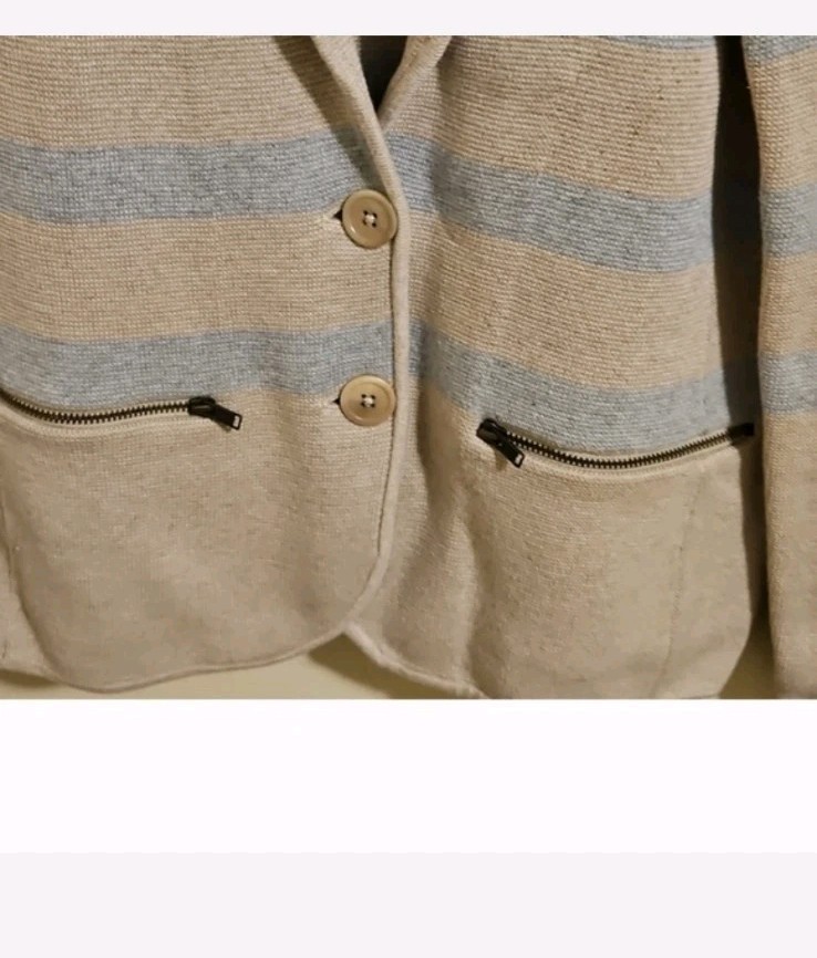 Talbots Size Petite Small Stripe Blazer Sweater Jacket