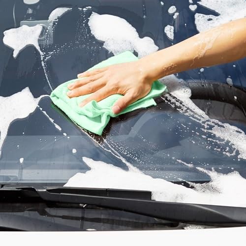 Amazon Basics Microfiber Cleaning Cloths, Ultra-Soft 24-Pack, Green/Gray/Pink