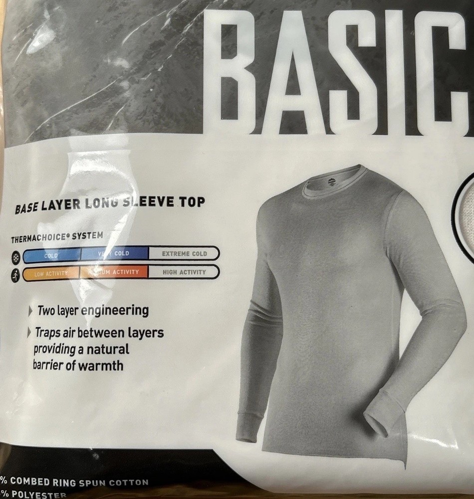 NEW Extra Large XL Base Layer Top Long Sleeve Basic White COLDPRUF Men's NIP