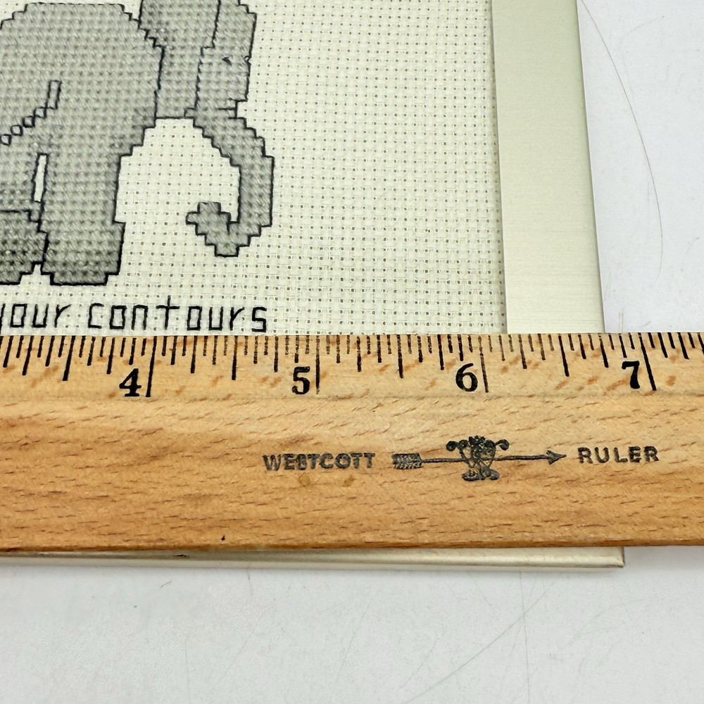 Framed Cross Stitch Elephant “Let Your Contours Be your Guide”
