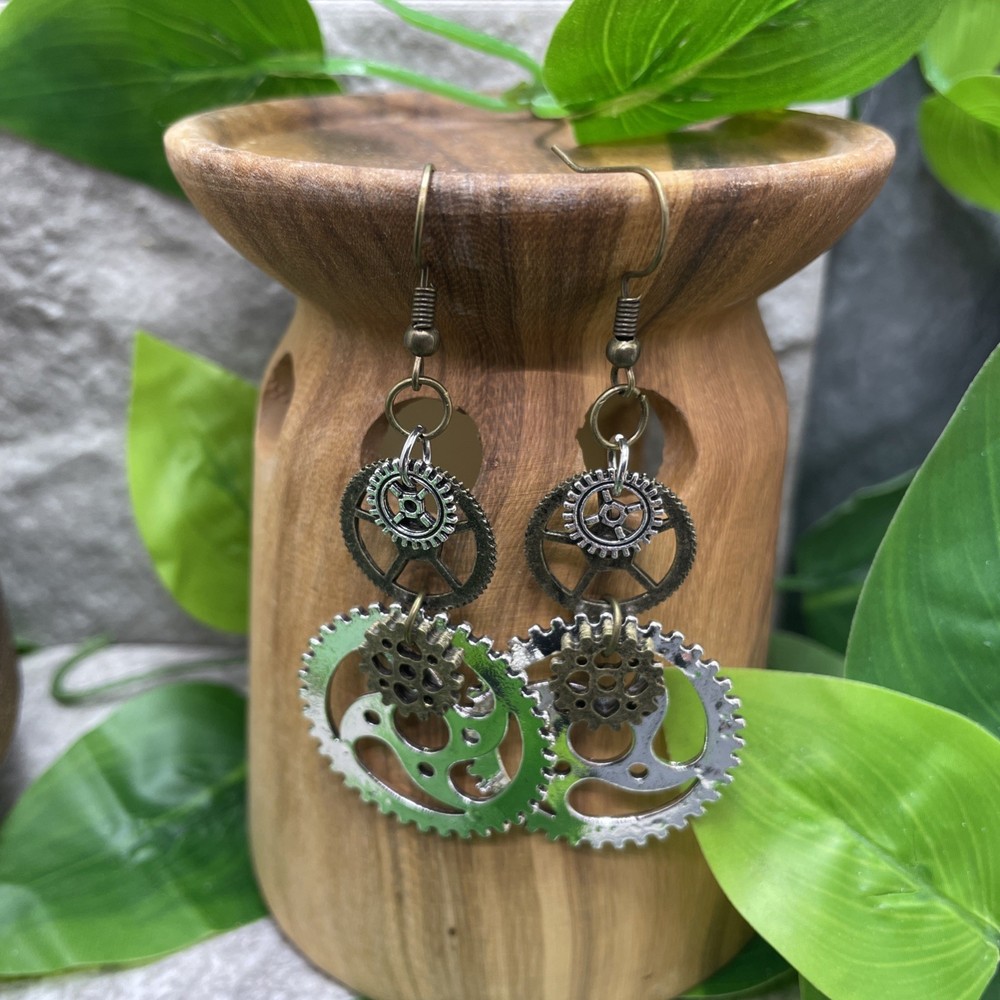 2.75” Bronze-tone Steampunk Boho Drop Dangle Earring Set New Free Ship C166