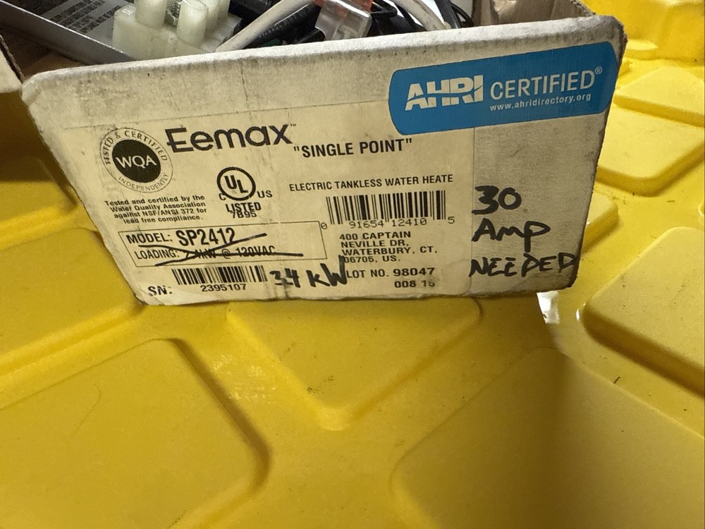 EEMAX SPEX2412 Electric Tankless Water Heater,120V 485A93 See Photos Used