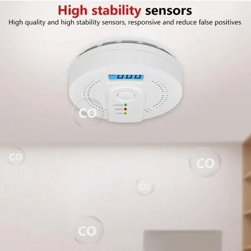 Carbon Monoxide Detector Warning Safety Alarm Sensor LED Digital Battery Powered