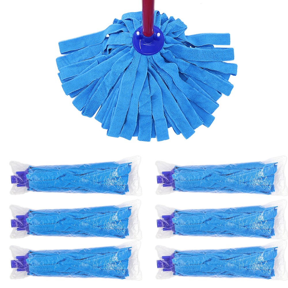 6 PCS Blue Microfiber Mop Replacement Compatible with All Standard US Threadi...