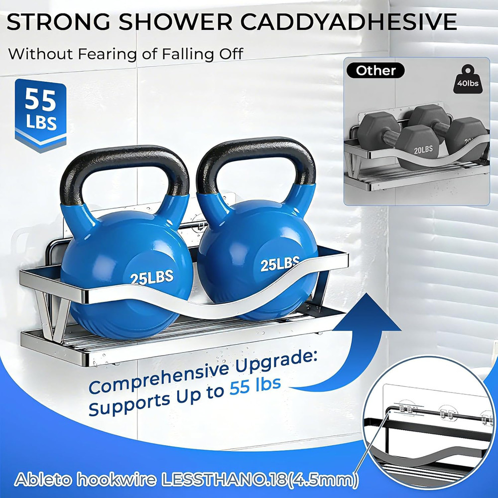 14 Pack Shower Caddy Adhesive Replacement, Strong Adhesive Hooks, Waterproof Sho