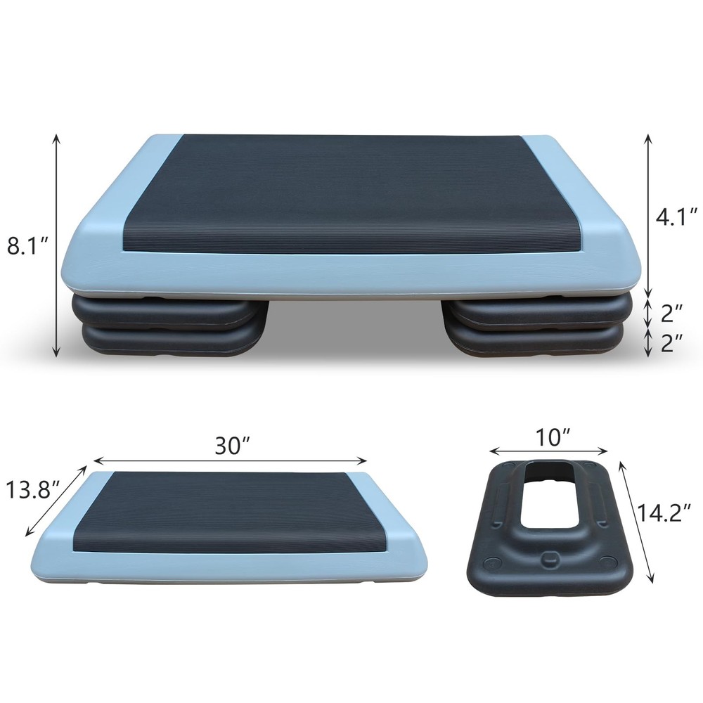 Aerobic Step Platform 30" × 14" Height Adjustable Workout Step 4" - 6" for Fi...