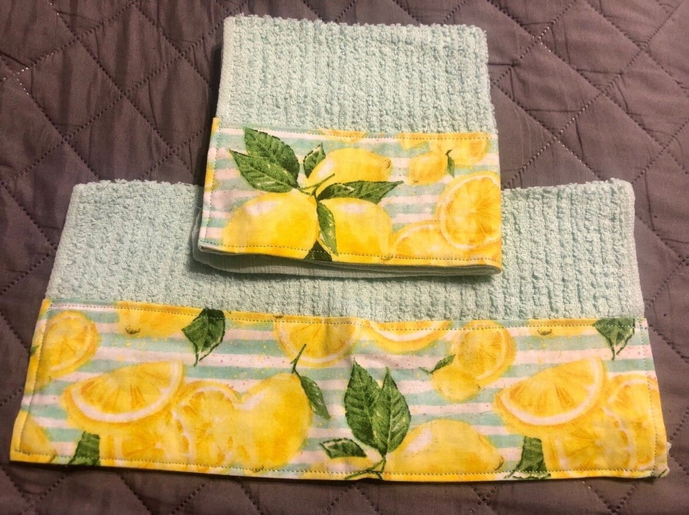 Lemons Mint Green Dishcloths New