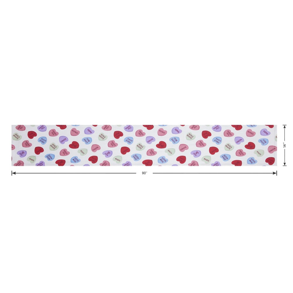Conversation Hearts Table Runner Cotton