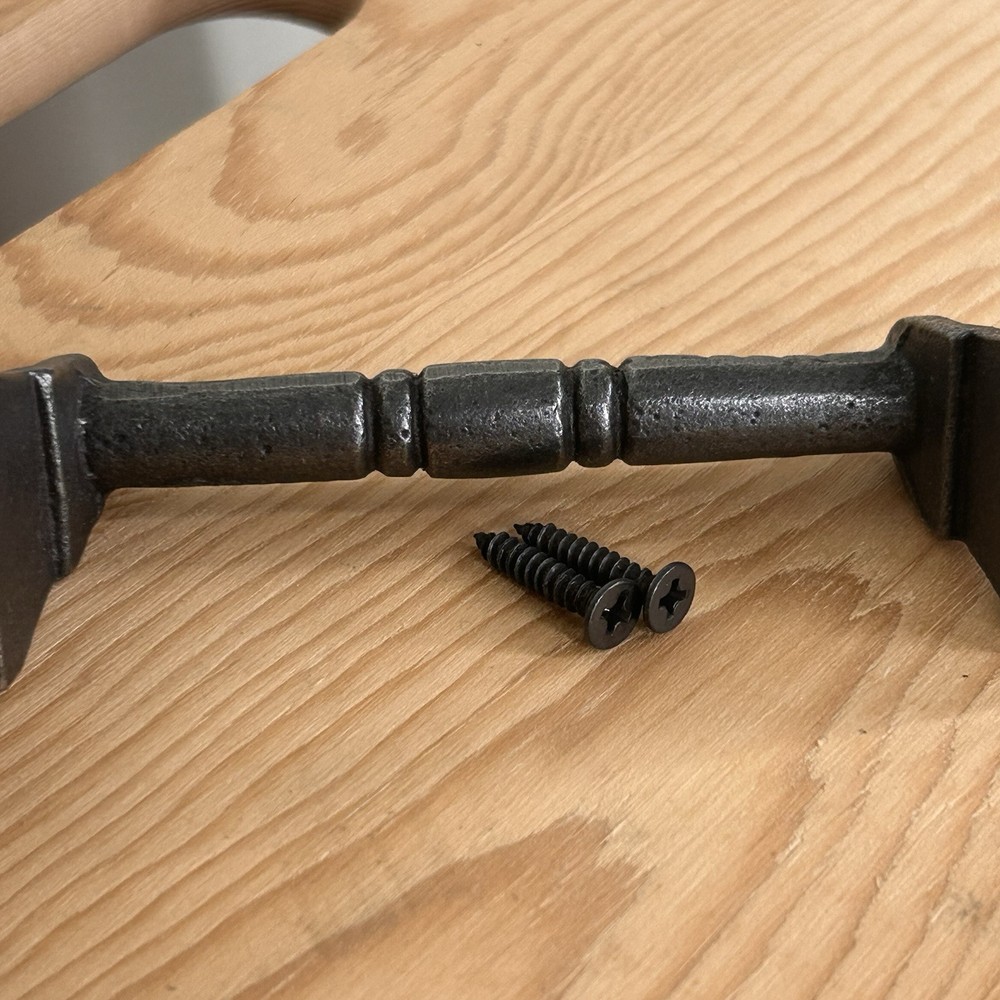 Cast Iron Drawer Cabinet Pulls Rustic Oil Rubbed 2 Pack