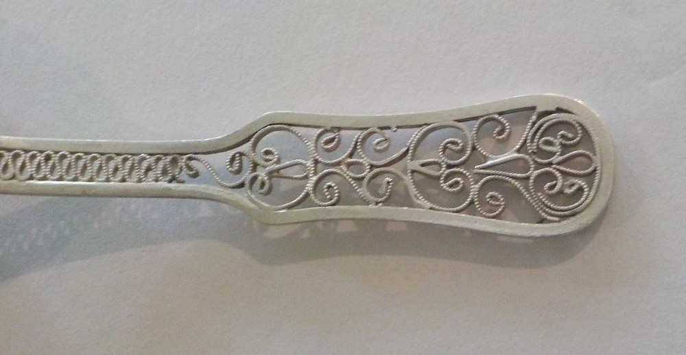 Pair Continental Silver Reticulated Bon-Bon Spoons