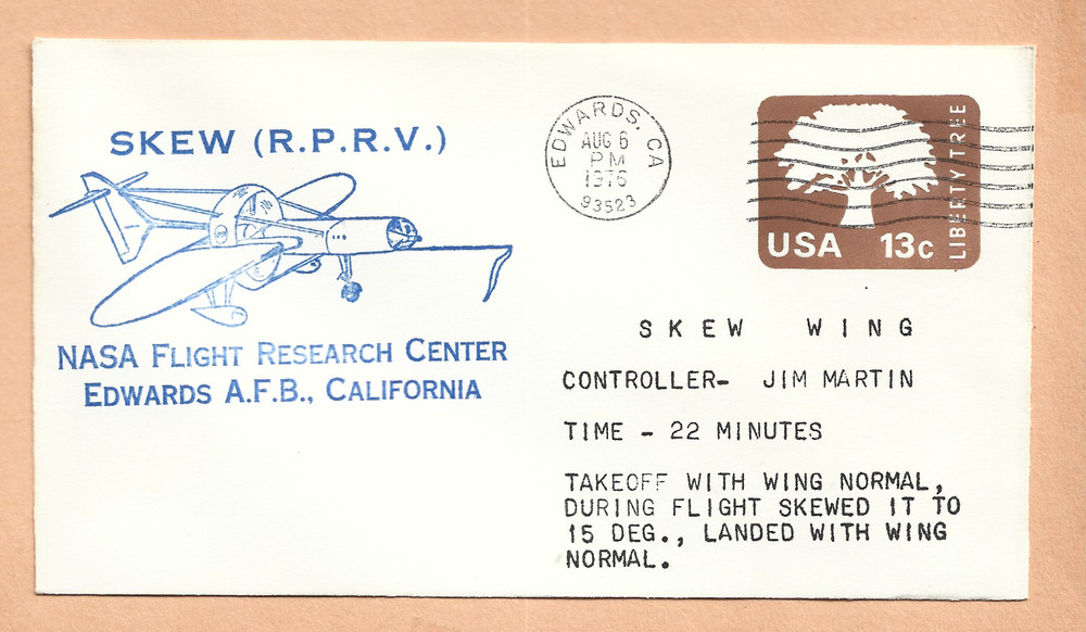 SKEW WING FLIGHT AUG 5,1976 EAFB  SPACE  COVER