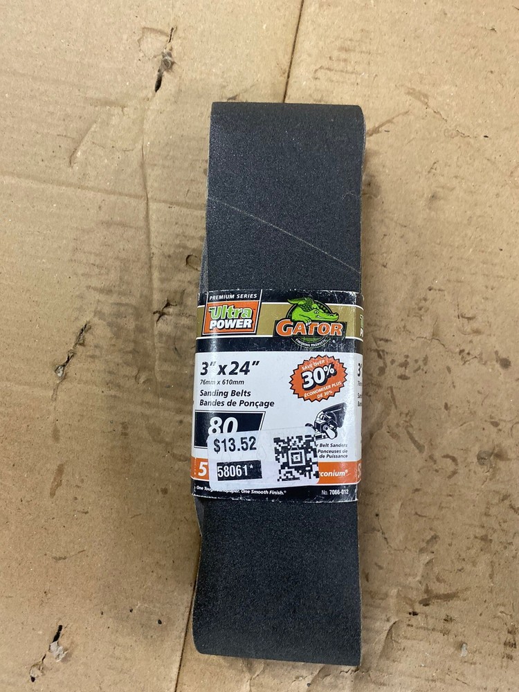Gator 7066-012 Gator 3” By 24” 80 Grain Medium Sanding Belts 5 Pack
