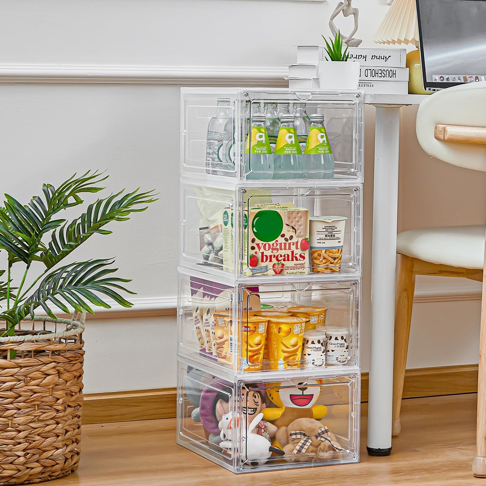 Clear Storage Bins with Lids, 6 Pack, 19 Qt Stackable Containers with Magneti...