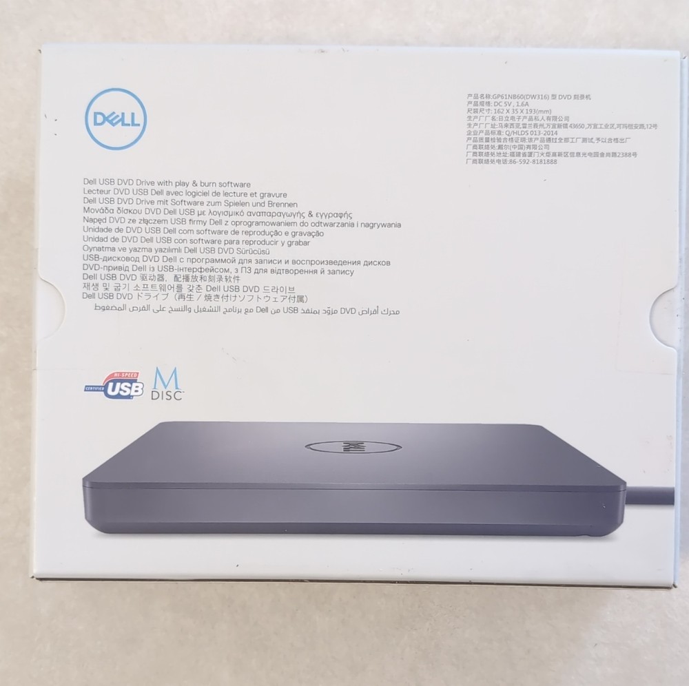 Dell DW316 USB External DVD/CD Drive M DISC Support Black USB-Powered Quantity 2