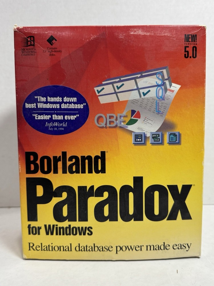 Borland Paradox 5.0 Relational Database Software For Windows