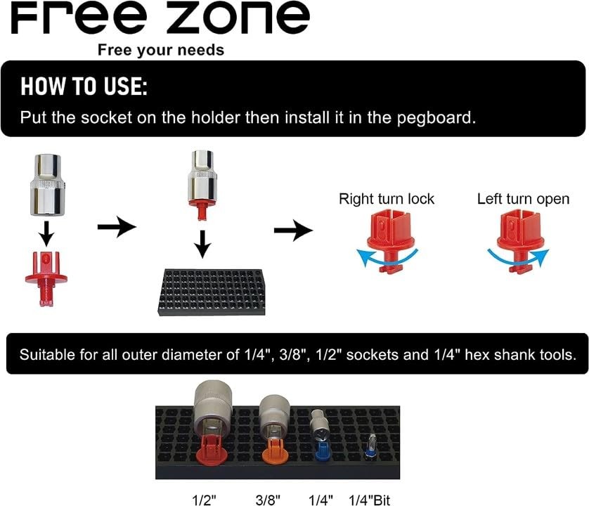 FREE ZONE Bit Organizer Set (Black) – 158-Hole Storage – One Size, Black