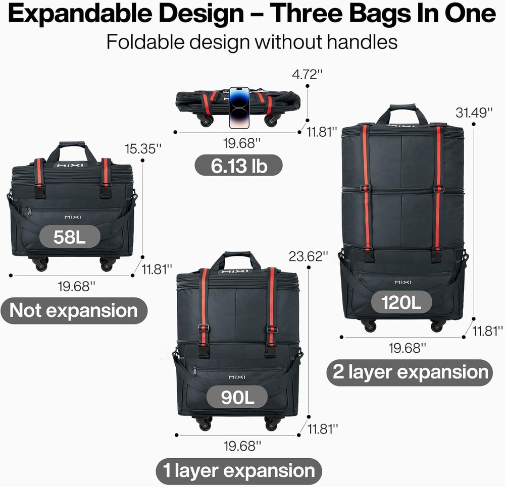 Expandable Rolling Duffel Bag