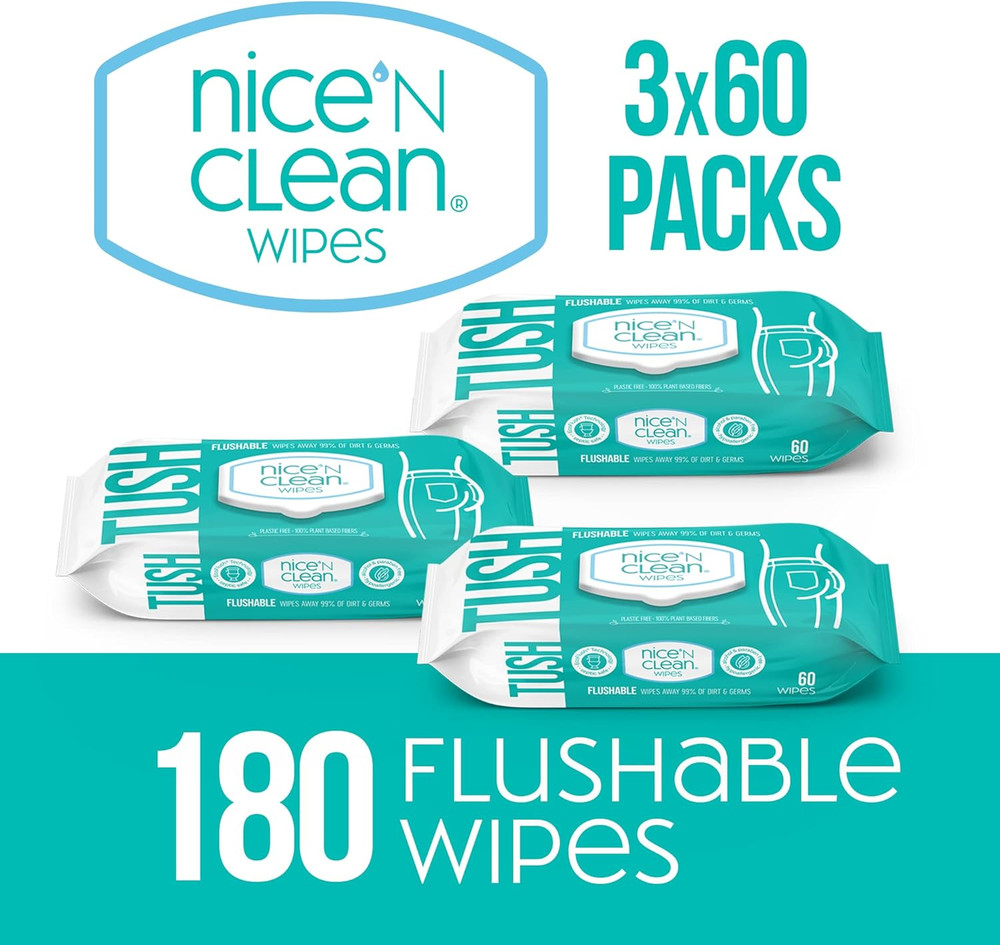 Flushable Wipes 3-Pack 180 Count Aloe & Vitamin E – Septic & Sewer Safe
