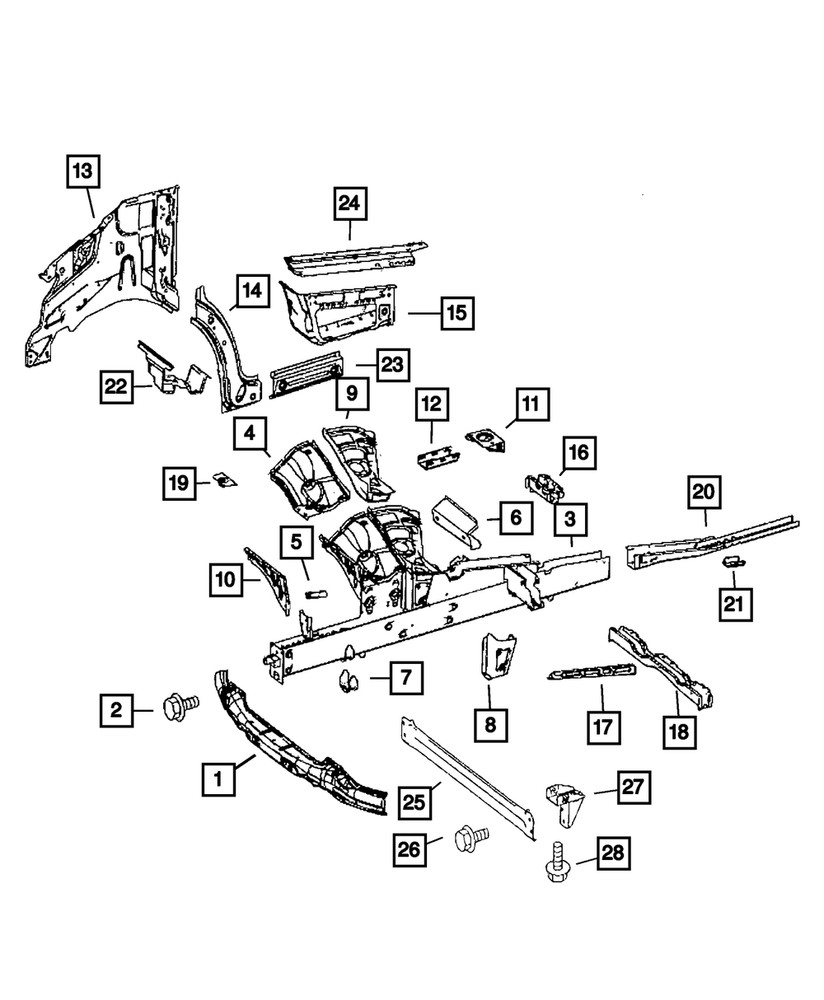 Genuine Mopar Front Side Rail Reinforcement Left 68006262AA