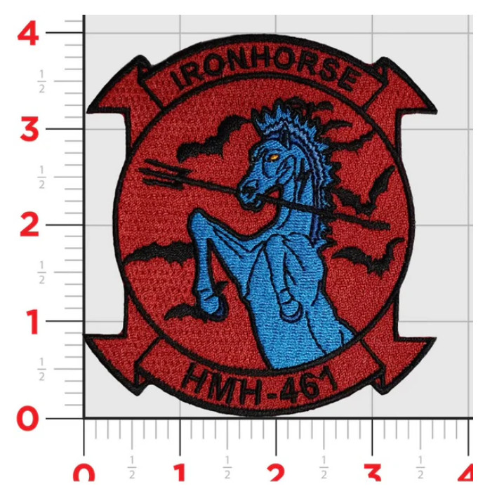 MARINE CORPS HMH-461 IRONHORSE HALLOWEEN EMBROIDERED HOOK & LOOP PATCH