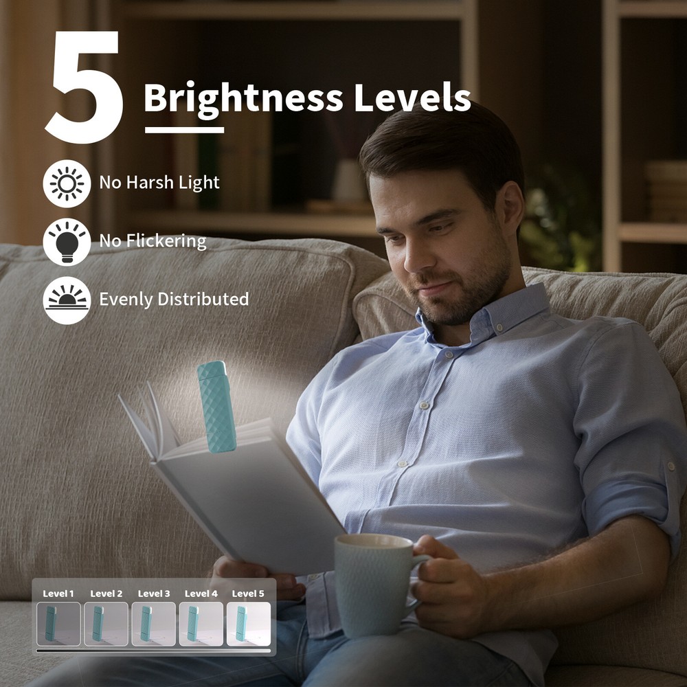 LED Book Light Dimmable Bookmark Lamp Reading Light USB Rechargeable Eye-Caring