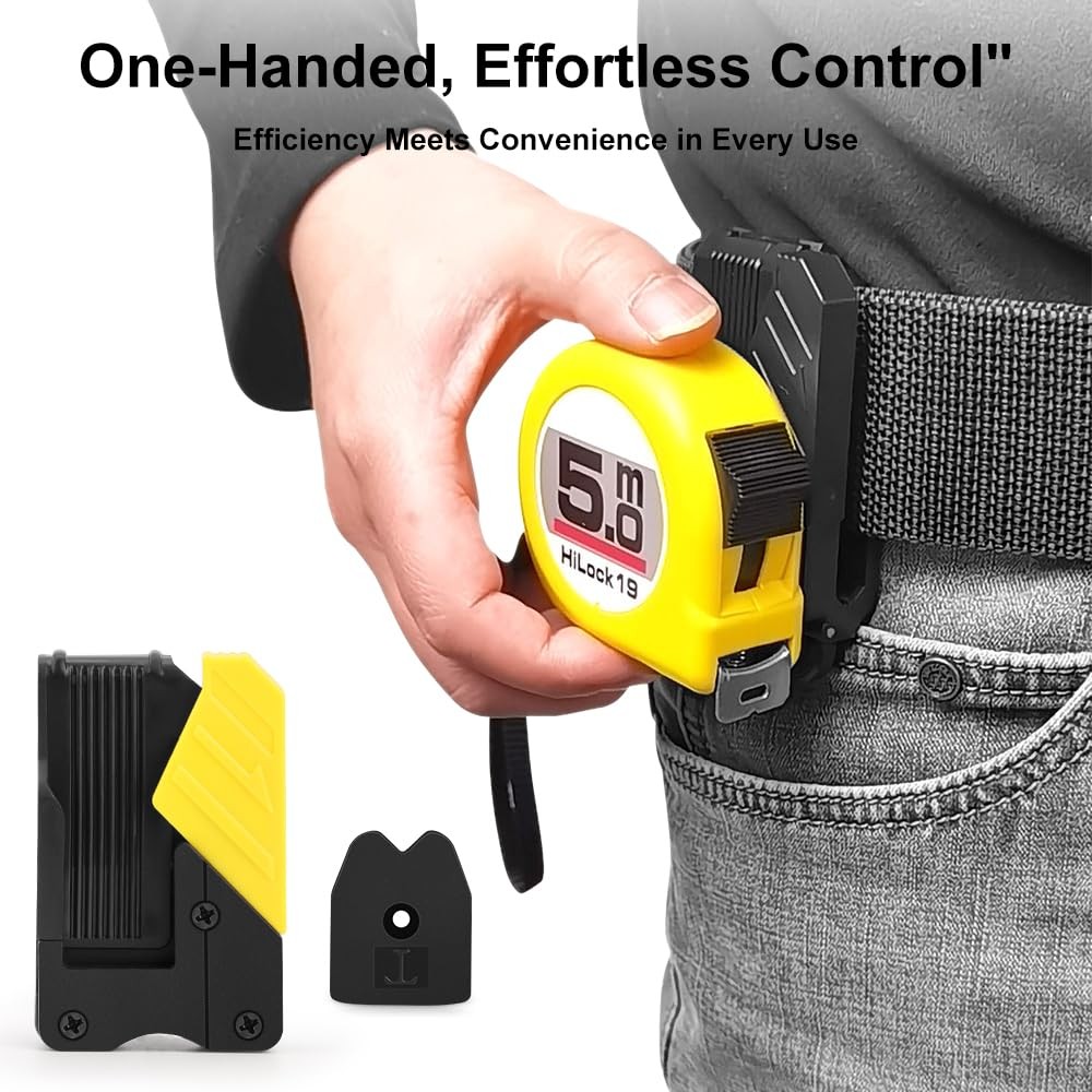 2 Pack Quick-Lock Tape Measure Holder for Belt - Universal Black 2Pcs