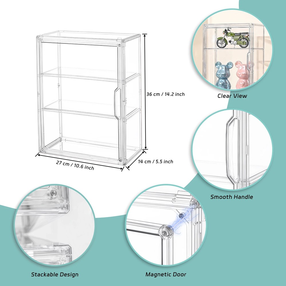 3 Tier Clear Acrylic Display Case, Blind Box Transparent Organizer, Stackable Sh