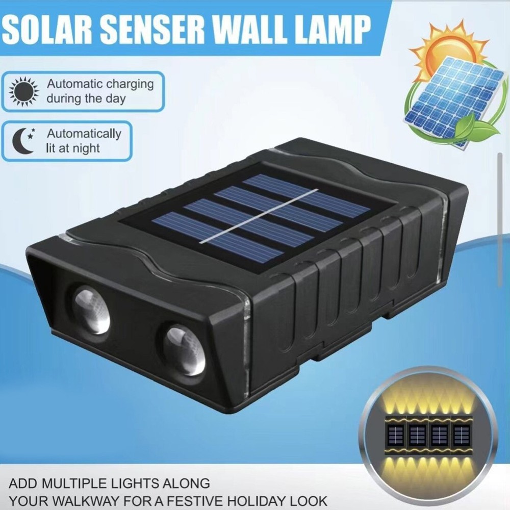 1-4 Pcs Outdoor Solar Wall Lights, Square Wireless Sensor, IP65 Waterproof