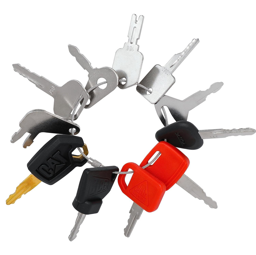 11 Heavy Equipment Keys Set, Construction Master Machine Keys Set for Cat, JD, C