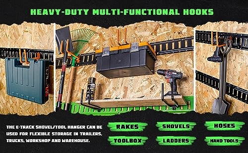 4-Pack E-Track Heavy Duty Shovel/Tool Hanger, E Track Hooks for Tools, 4 Pack