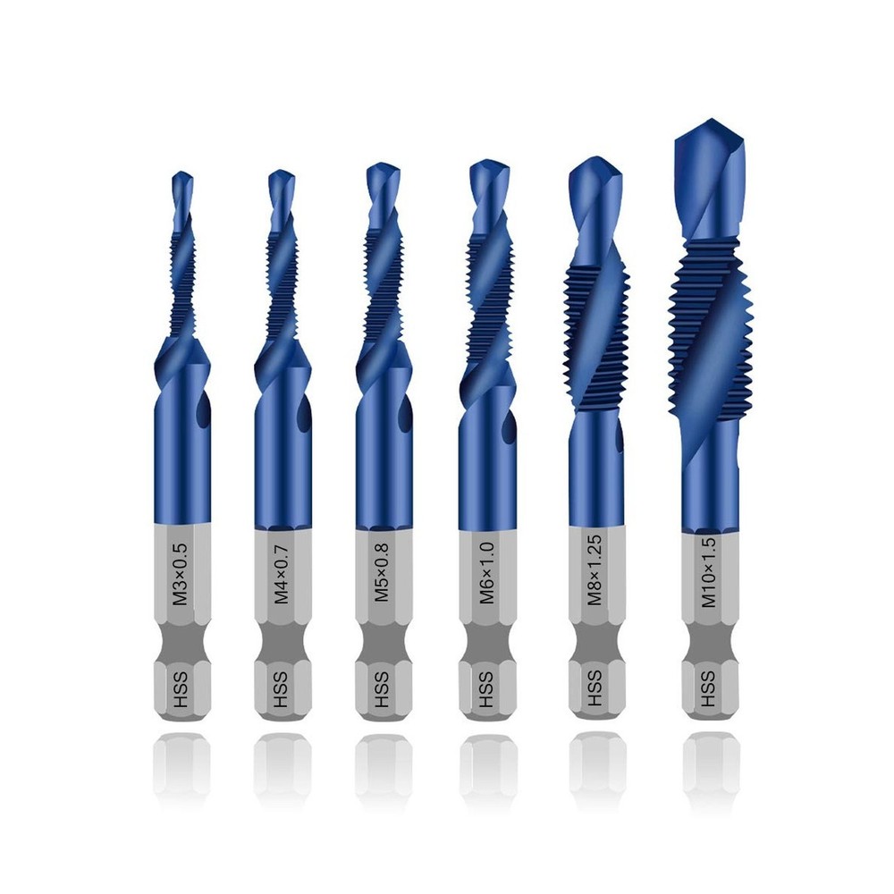 6 Packs Combination Drill & Taps Bit Set, Screw Tapping in 6 Sizes ... Fast Ship