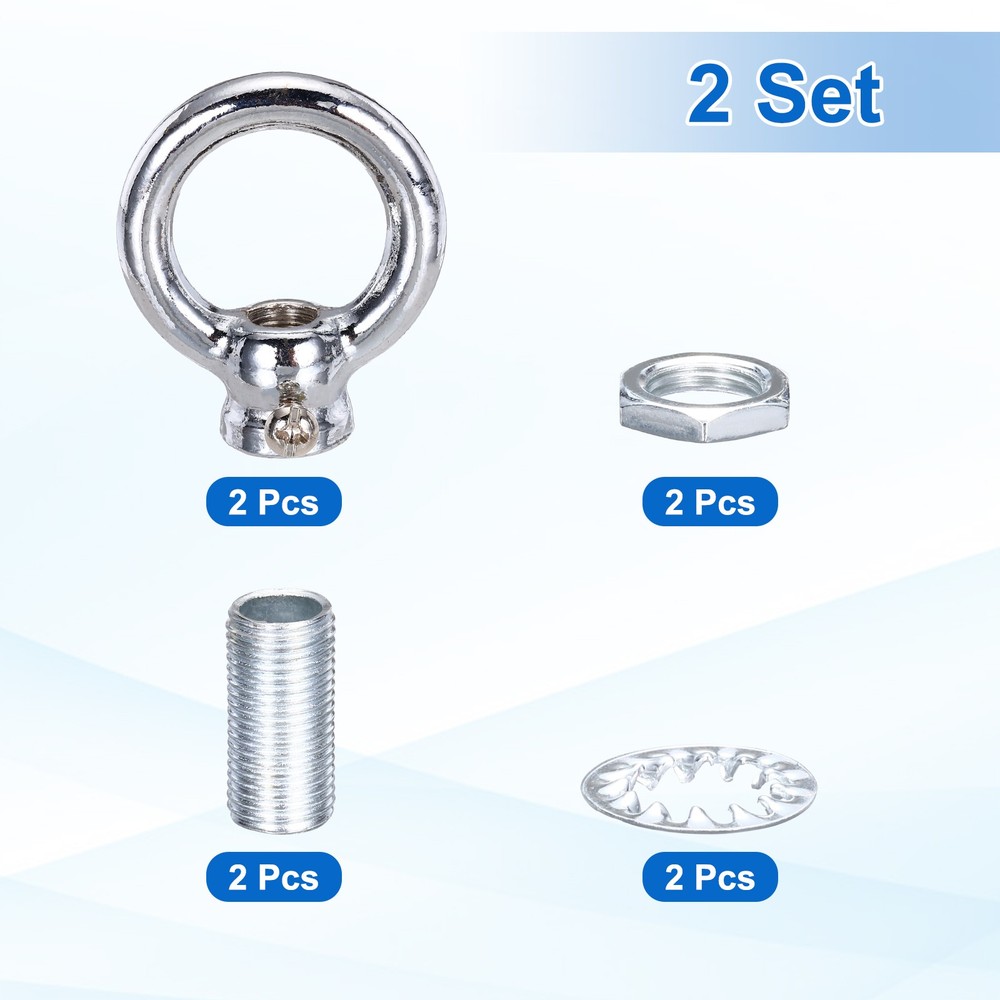 2 Set 8kg M10 1.5x2" Thread Lifting Eye Nut Holder Hook Ring Silver