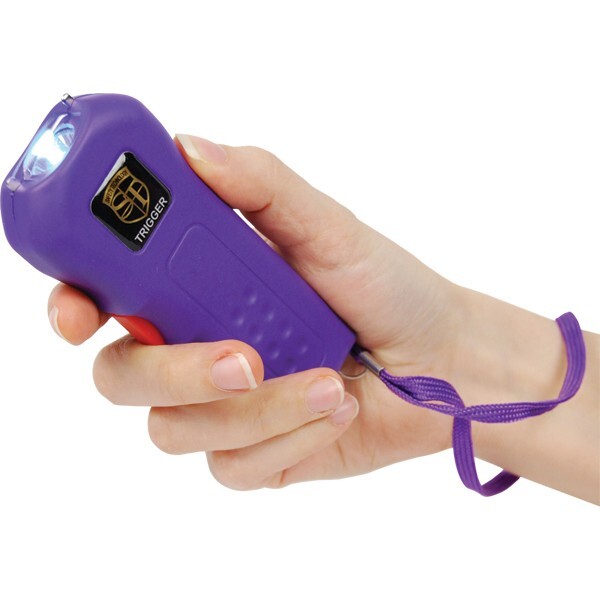 Stun Gun Trigger 75 Million Volts Squeeze Trigger Flashlight Disable Pin Purple