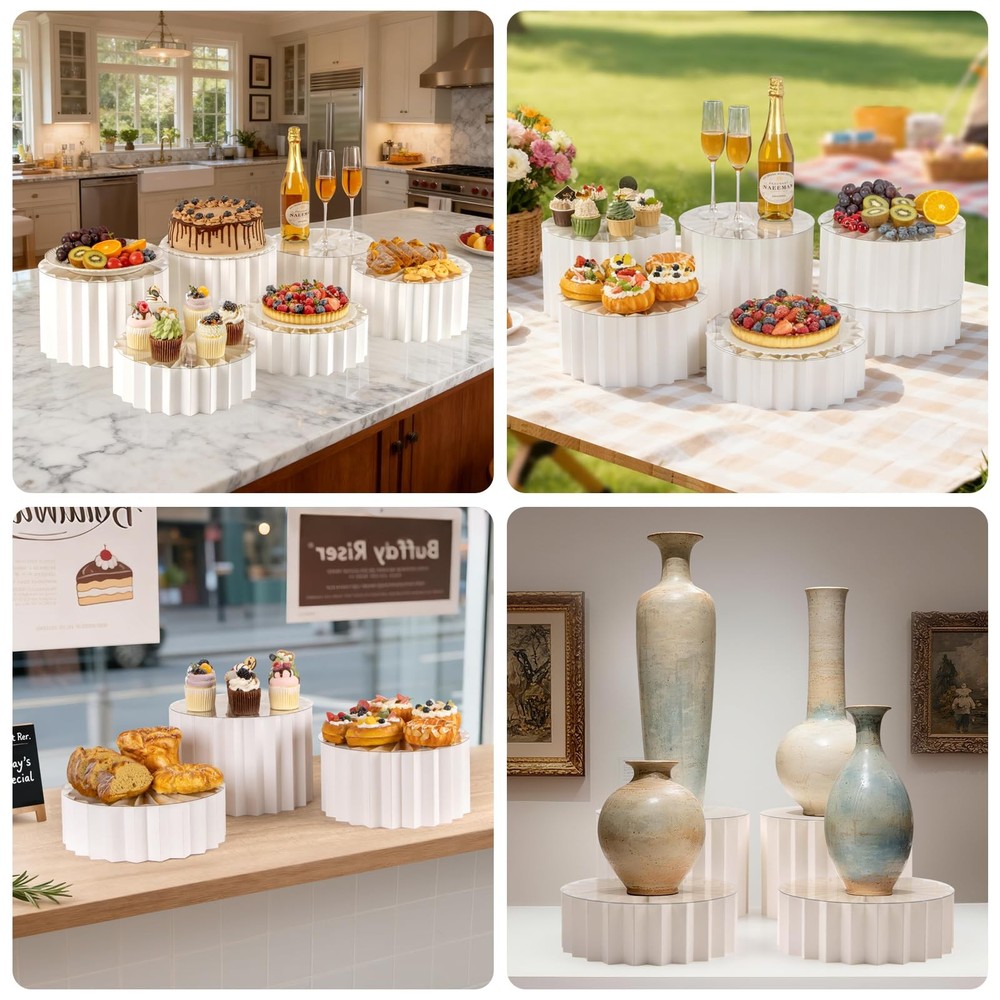 6 Pack Buffet Risers, Foldable Food Display Risers for Party, Display Stands ...