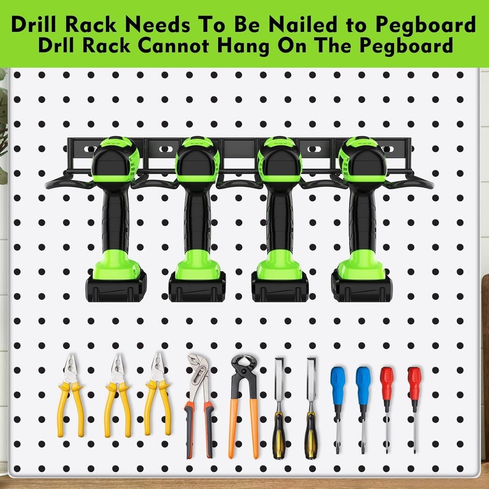 2 Pack Heavy-Duty Drill Holder Wall Mount – Space-Saving Power Tool Organizer