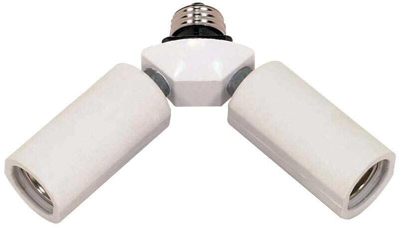 Satco 77607 Twin Light Socket Adapter Plastic Medium Base