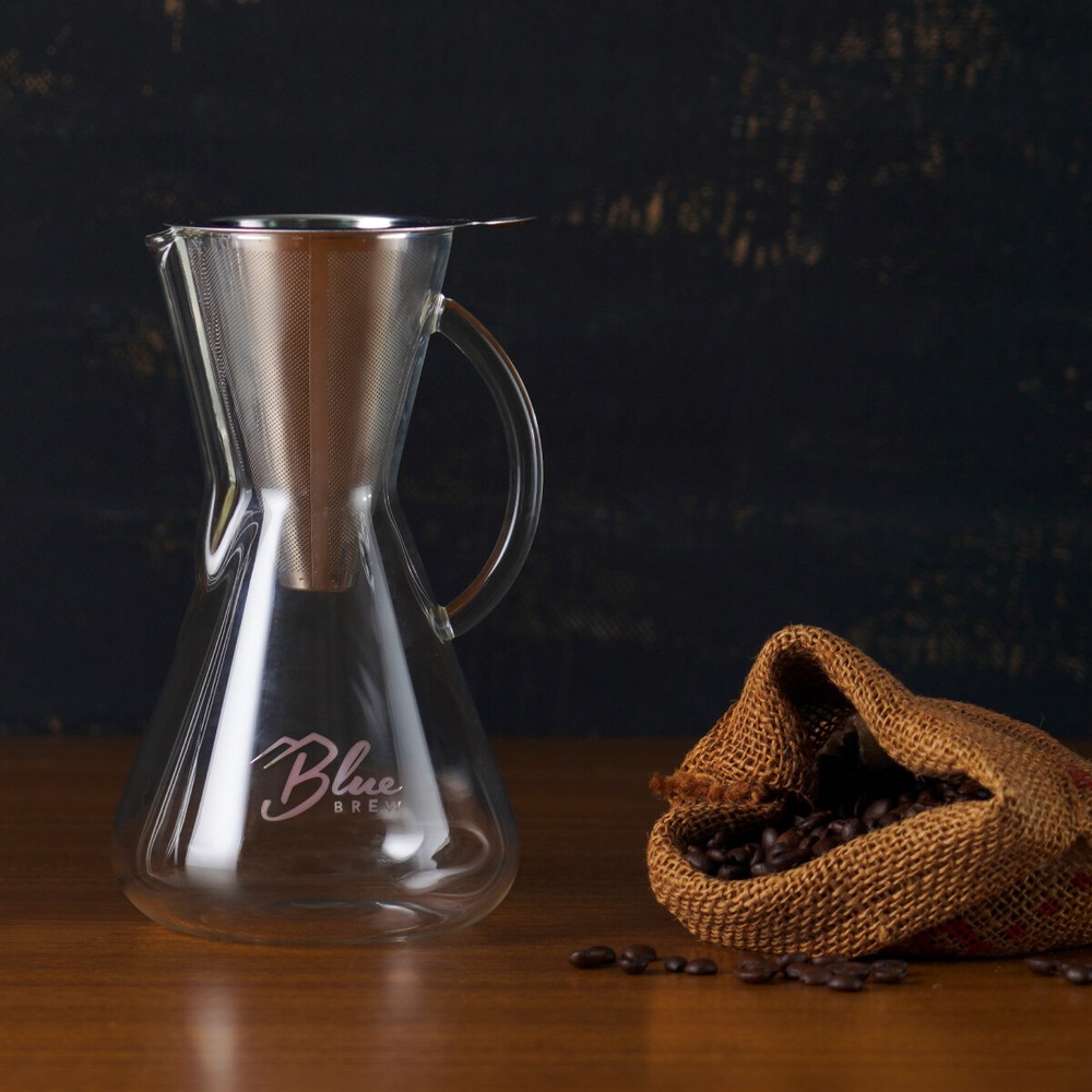 BLUE BREW BB1011 Pour Over Brewer | Coffee Maker Carafe w/ Permanent Filter