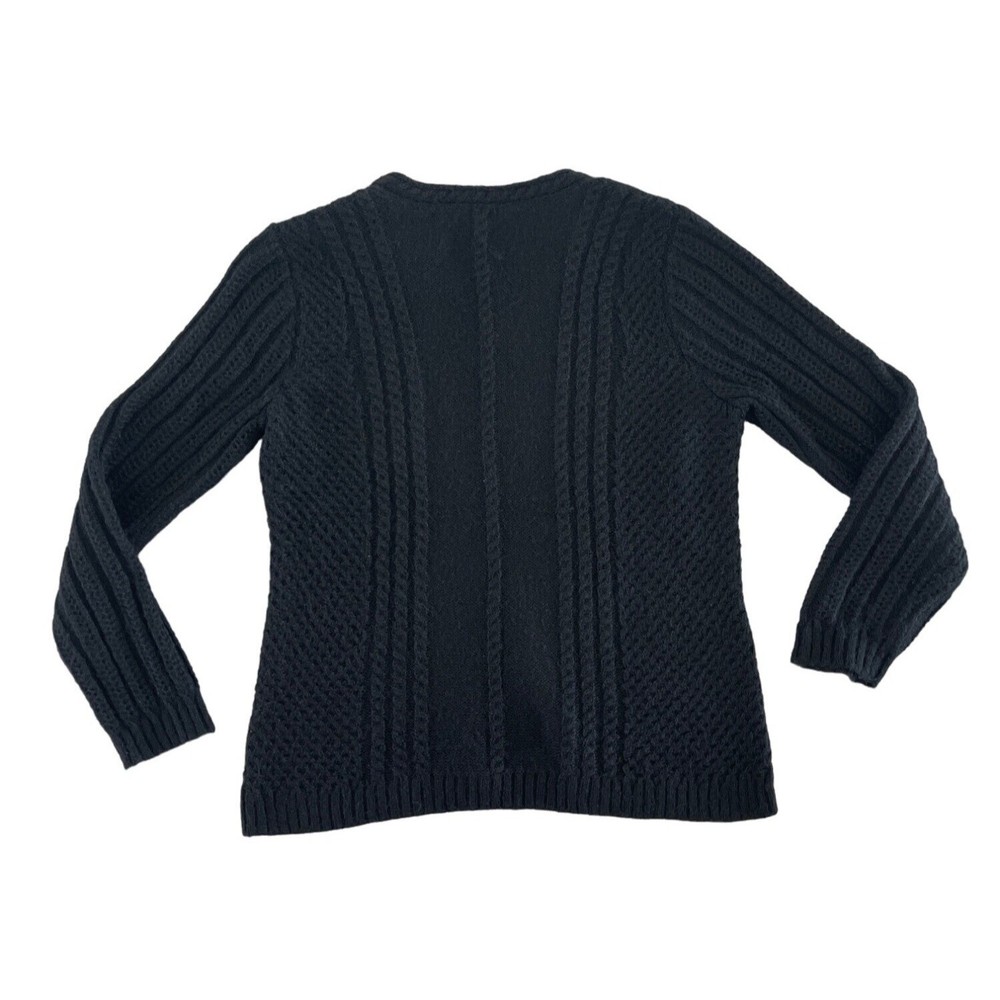 Pendleton Women's V-Neck Cableknit Sweater Black Mohair Wool Size Medium