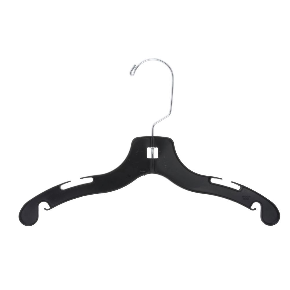 Junior Top Hanger, 12" Black Plastic, Case of 100