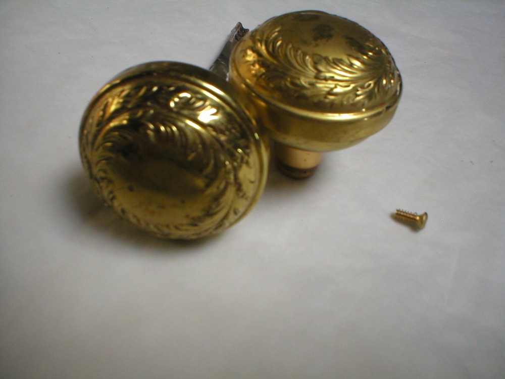 Antique Victorian Era Solid Brass Doorknobs