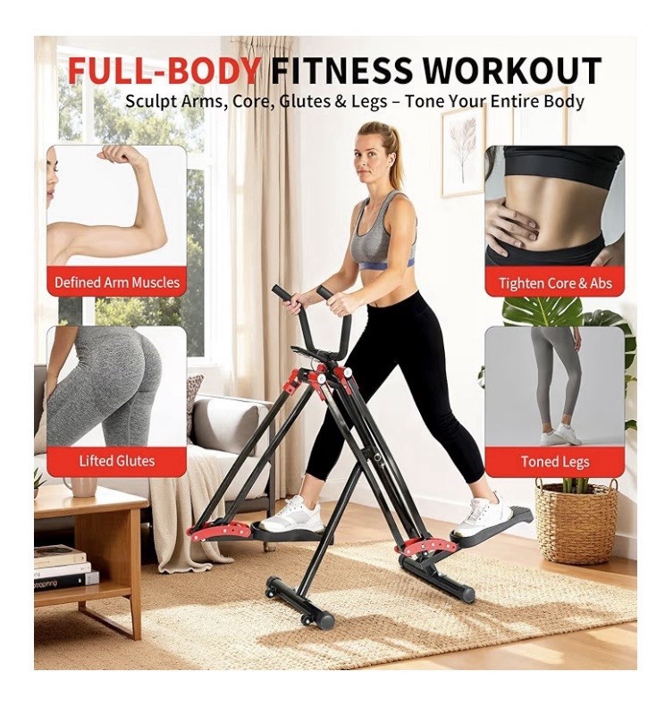 GONGDUN Stepper Exercise Machine Black LCD Display Space-Saving 330 lb Capacity