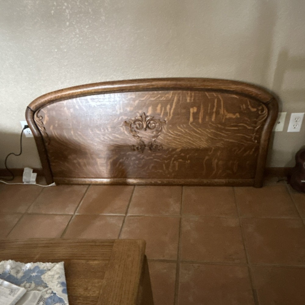 Antique solid oak headboard for regular size bed