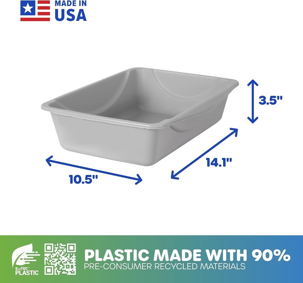 Eco-Friendly Small Cat Litter Box with Wide Base - Blue Mesa & Mouse Gray