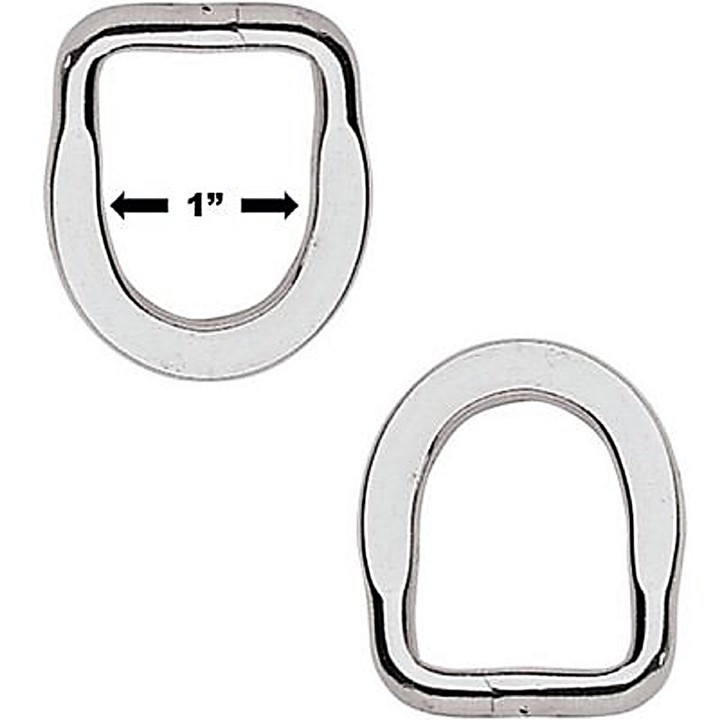 New 2 pack of Flat 1" Solid brass or Stainless saddle dees