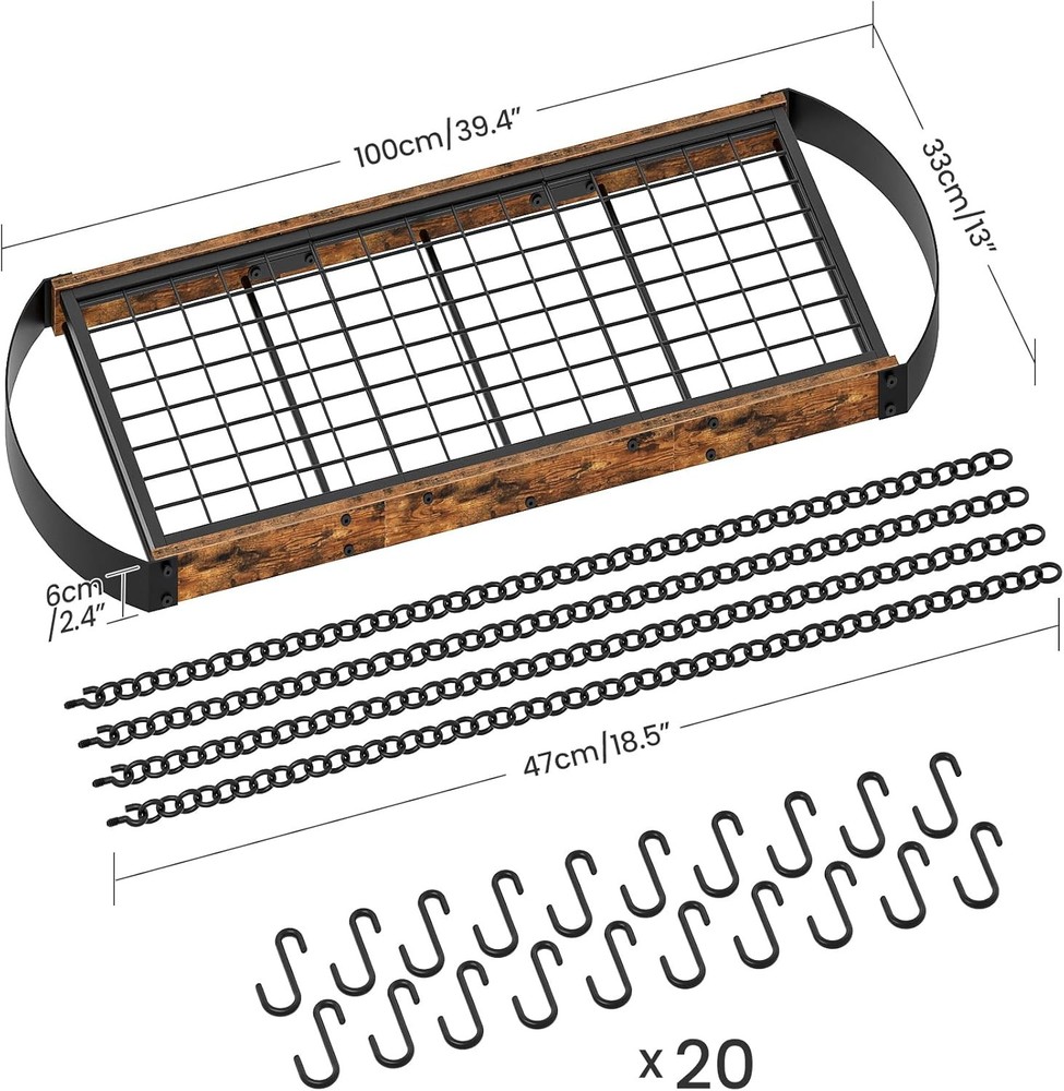 31.7-Inch Hanging Pot Rack, Space-Saving Pot Hanger for Kitchen, Ceiling Pan Han