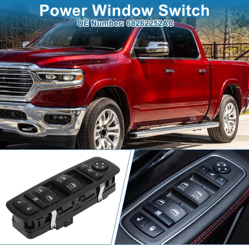A ABSOPRO Power Window Switch No.68262252AC Front Left Driver Side Black