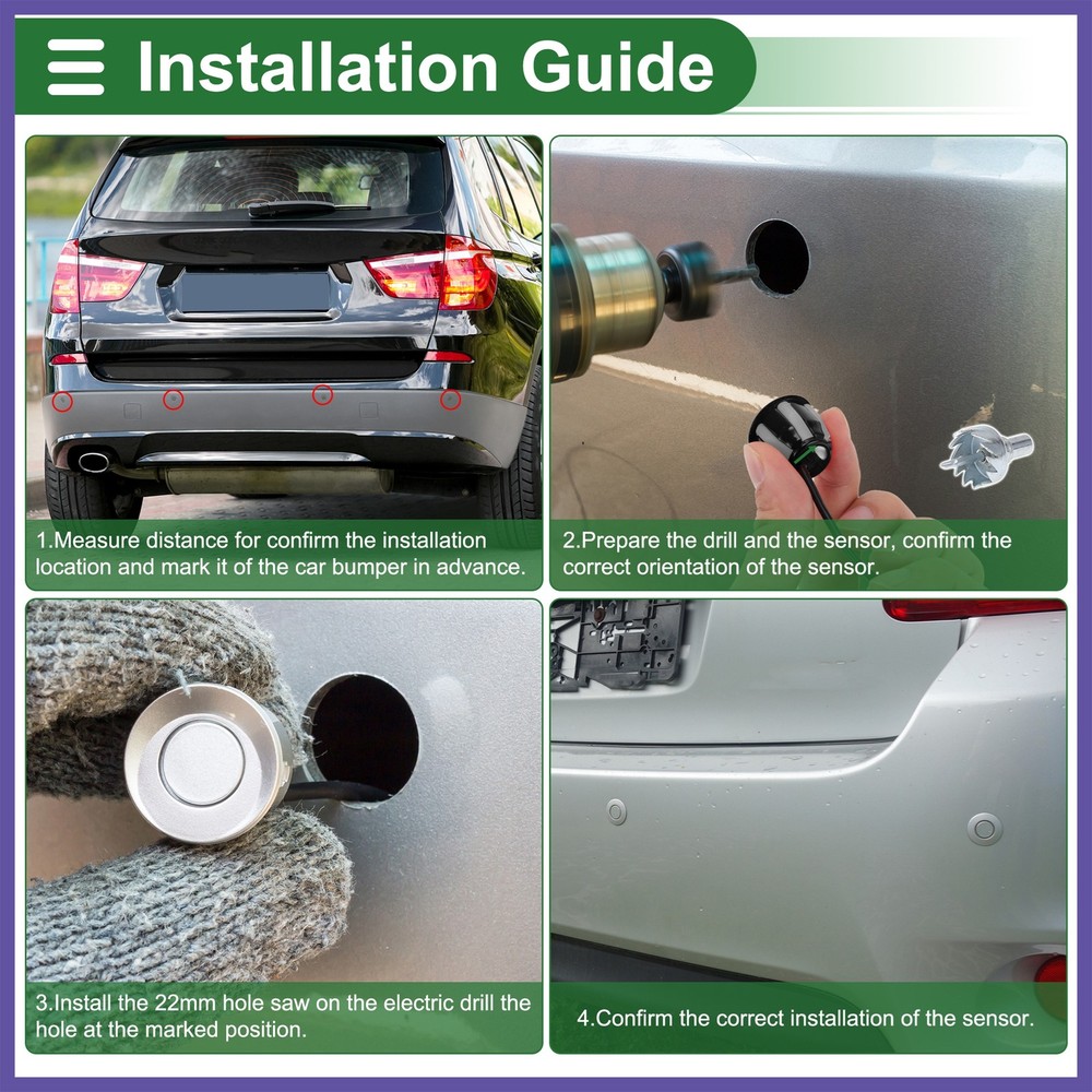Car Auto Vehicle Reverse Backup Radar System Front 8Pcs